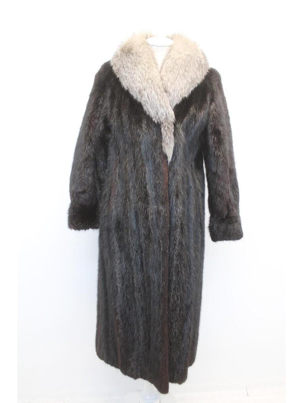 Mint Black Muskrat & Fox Fur Coat Jacket Women Woman Size4-6 Small
